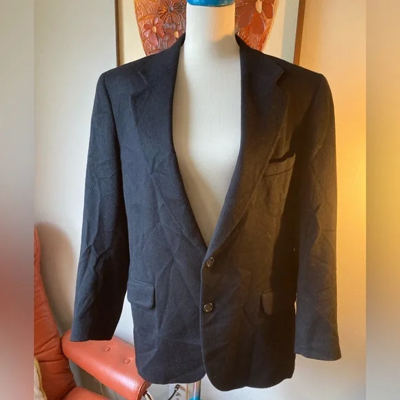 NWOT Vintage 100% Cashmere Black Blazer- Size 41/42